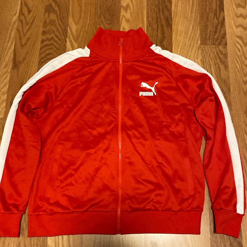 MEN'S PUMA ICONIC T7 TRACK JACKET PT HIGH RISK RED WHITE Size XL